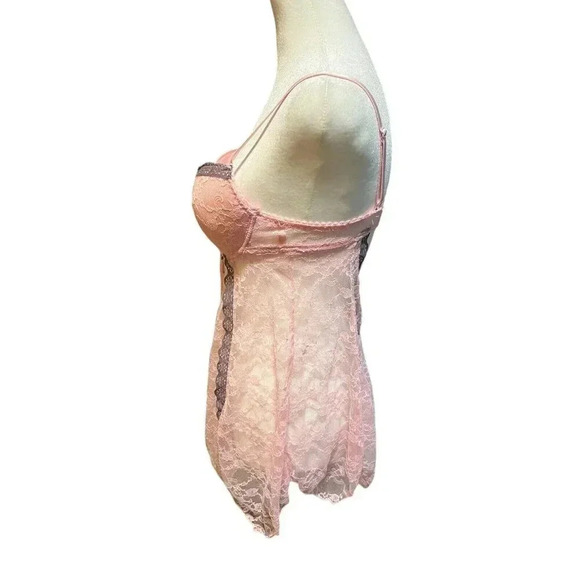 Native Intimates Women's 34C Cup Sexy Night Wear Sleep Wear Pink Lace with Gray - Picture 3 of 7